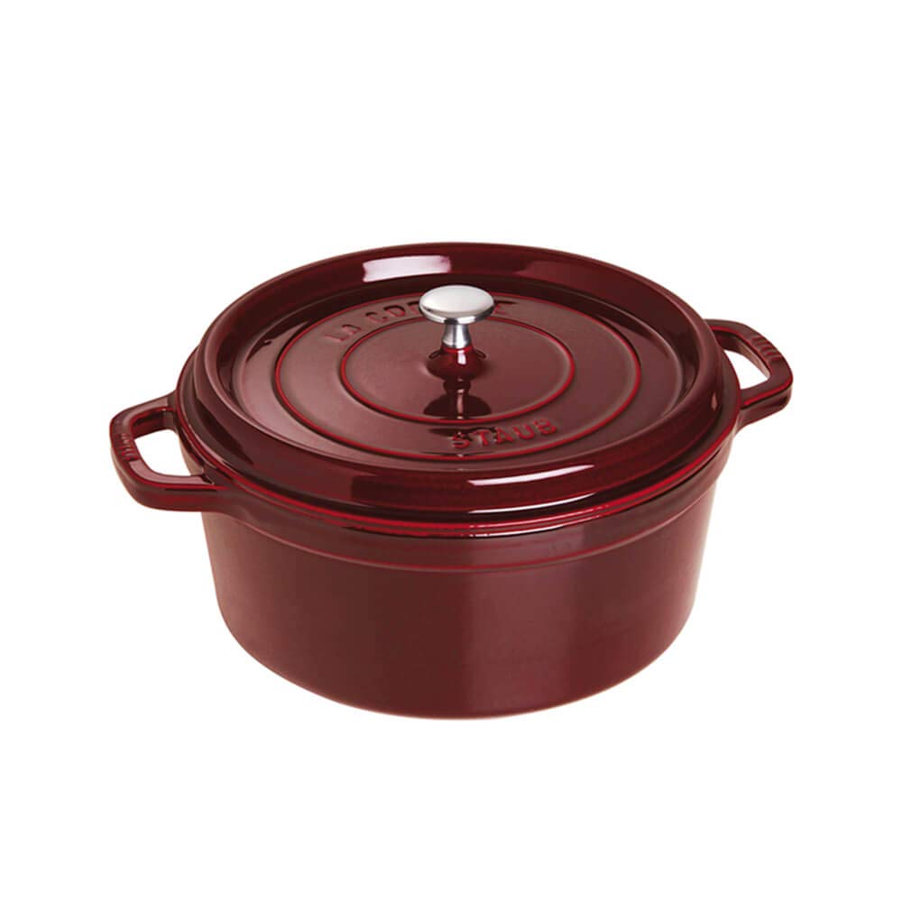 Staub Cast Iron Roaster/Cocotte, Round, 26 Cm, 5 L, Grenadine