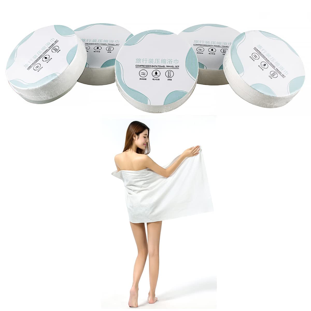 Large Compressed Towel 42 X 27 Inch Disposable Cotton Bath Towels Portable Light And Reusable Suitable For Hiking Camping Beach