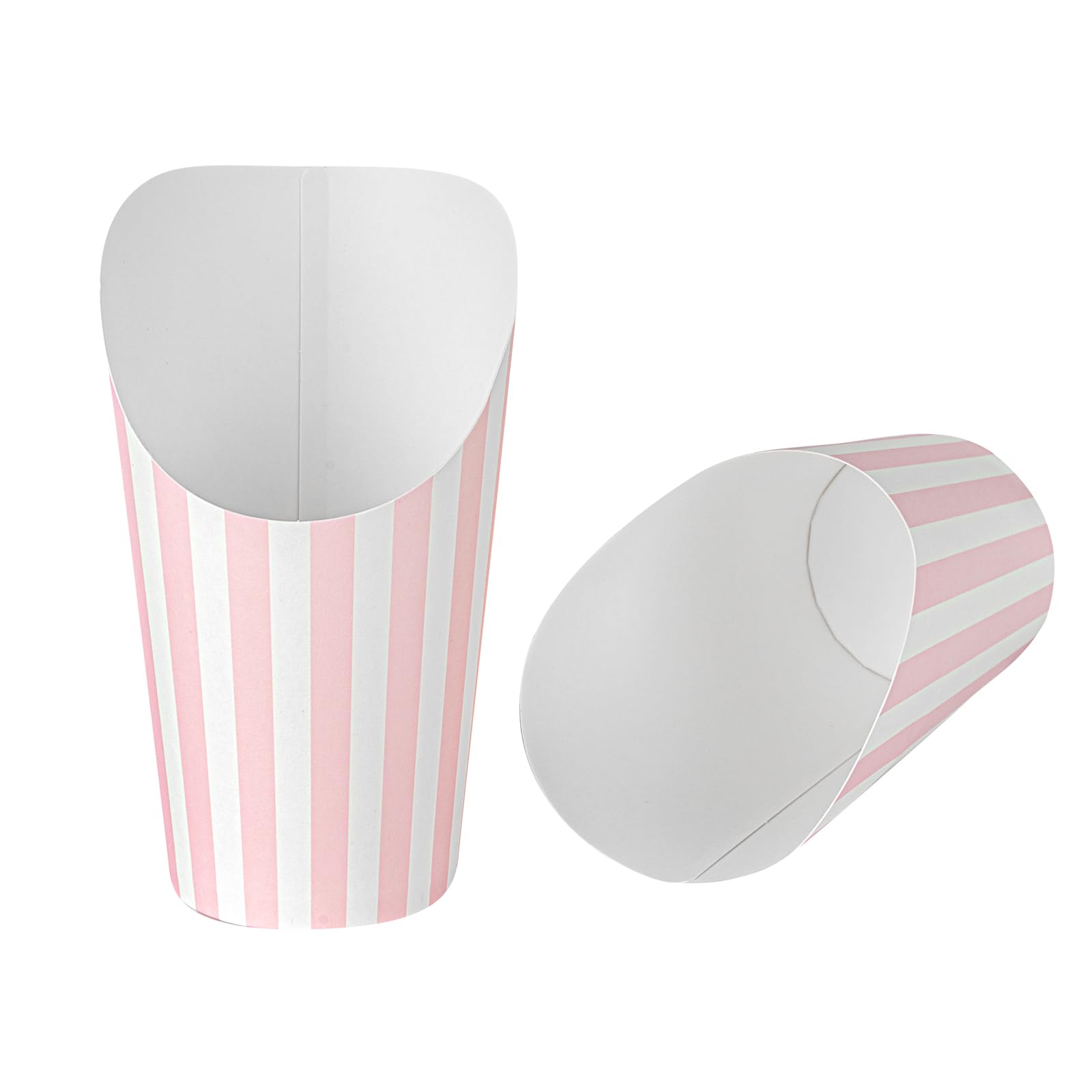 Bio Tek 16 Ounce French Fry Containers, 100 Disposable Charcuterie Cups - Incline Design, Round, Striped Paper French Fry Cups, 
