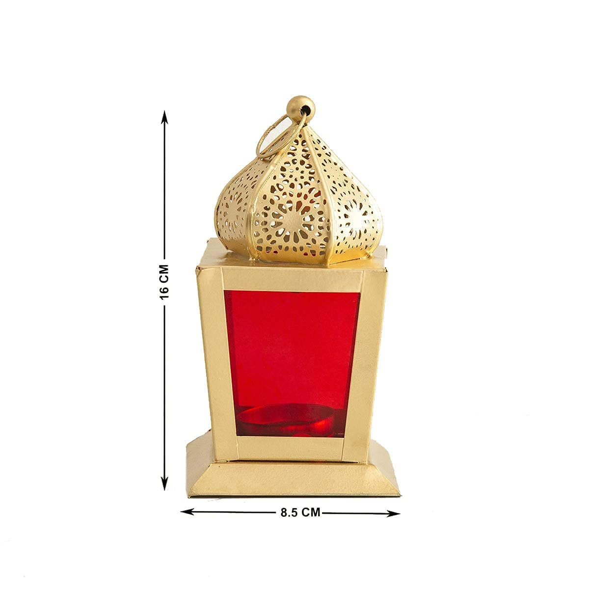 Imrab Creations Antique Collection Decorative Sweetheart Square Hanging Lantern/Lamp with t-Light Candle (Red&Yellow, 6)
