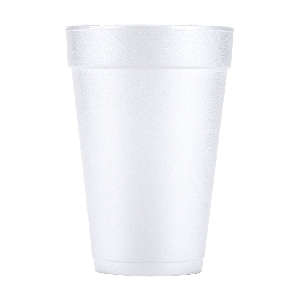 Dart 16J16 Foam Drink Cups, 16oz, White, 25 per Bag (Case of 40 Bags)
