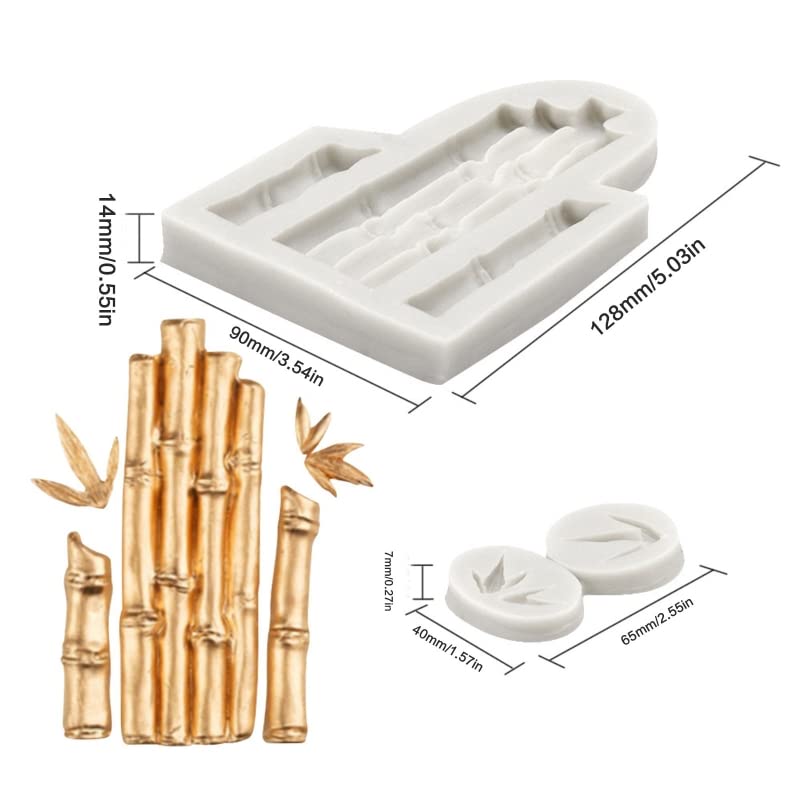 2Pcs Bamboo And Leaf Silicone Molds For Diy Fondant Candy Making Tools Chocolate Mold Desserts Ice Cube Gum Clay Biscuit Plaster