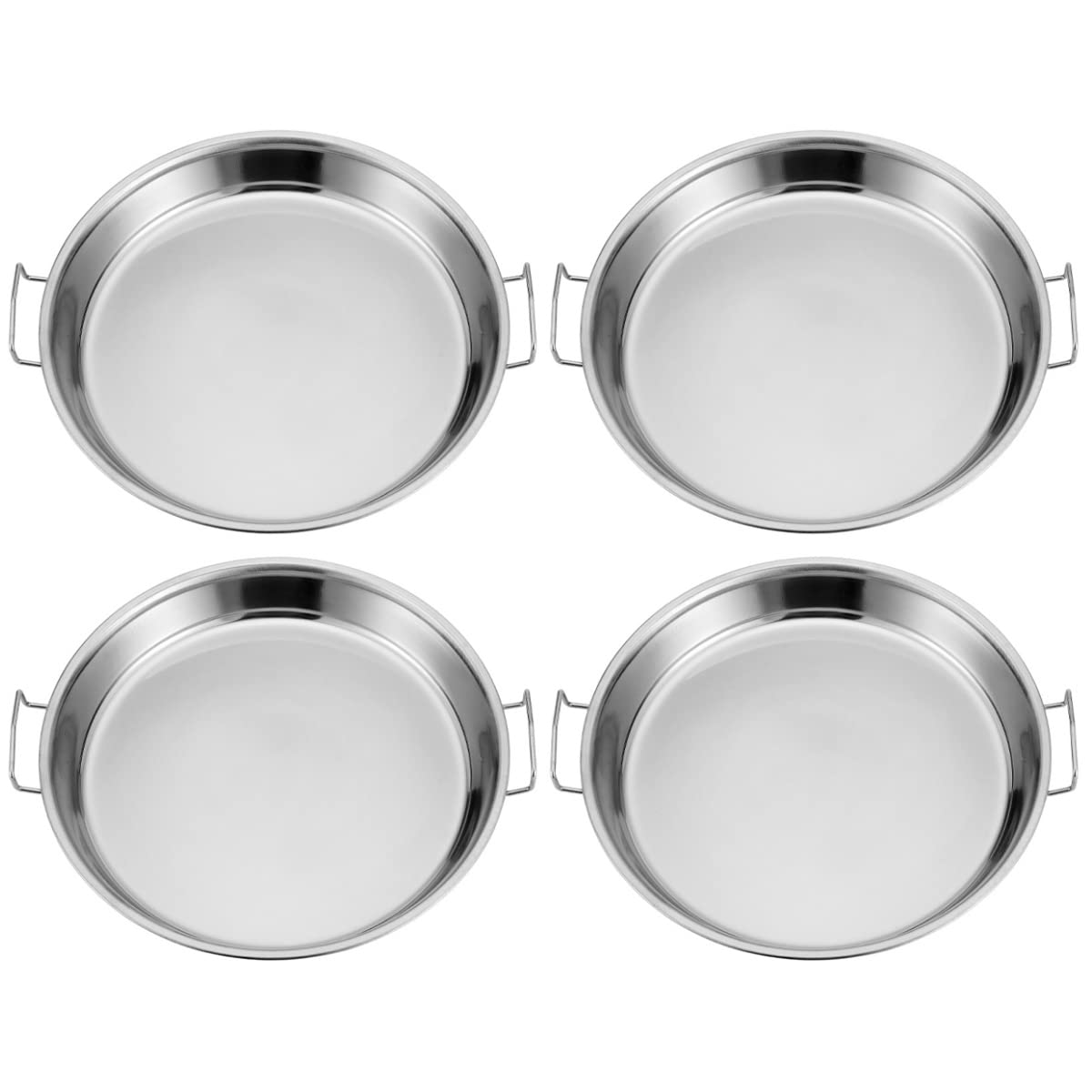Hemoton 4Pcs Stainless Steel Everyday Pan Cold Noodle Plate Chef Stir Fry Pan Steamer Pot Saucepot Casserole Pot Tray Dish With