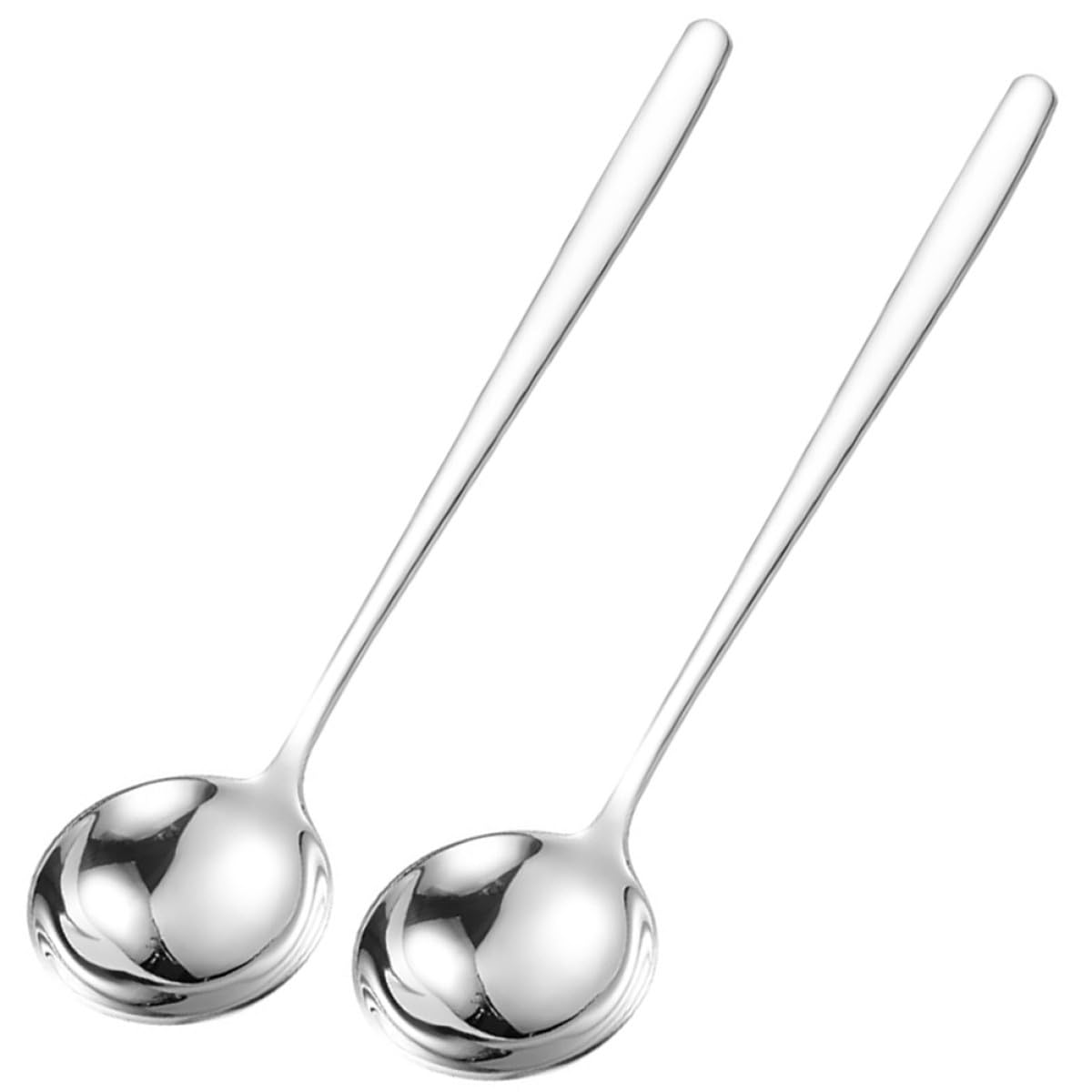 DEARMAMY Stainless Steel Soup Ladle 2pcs Set Deep Long Handle Multiuse Serving Spoon for Hotpot and Home Kitchen
