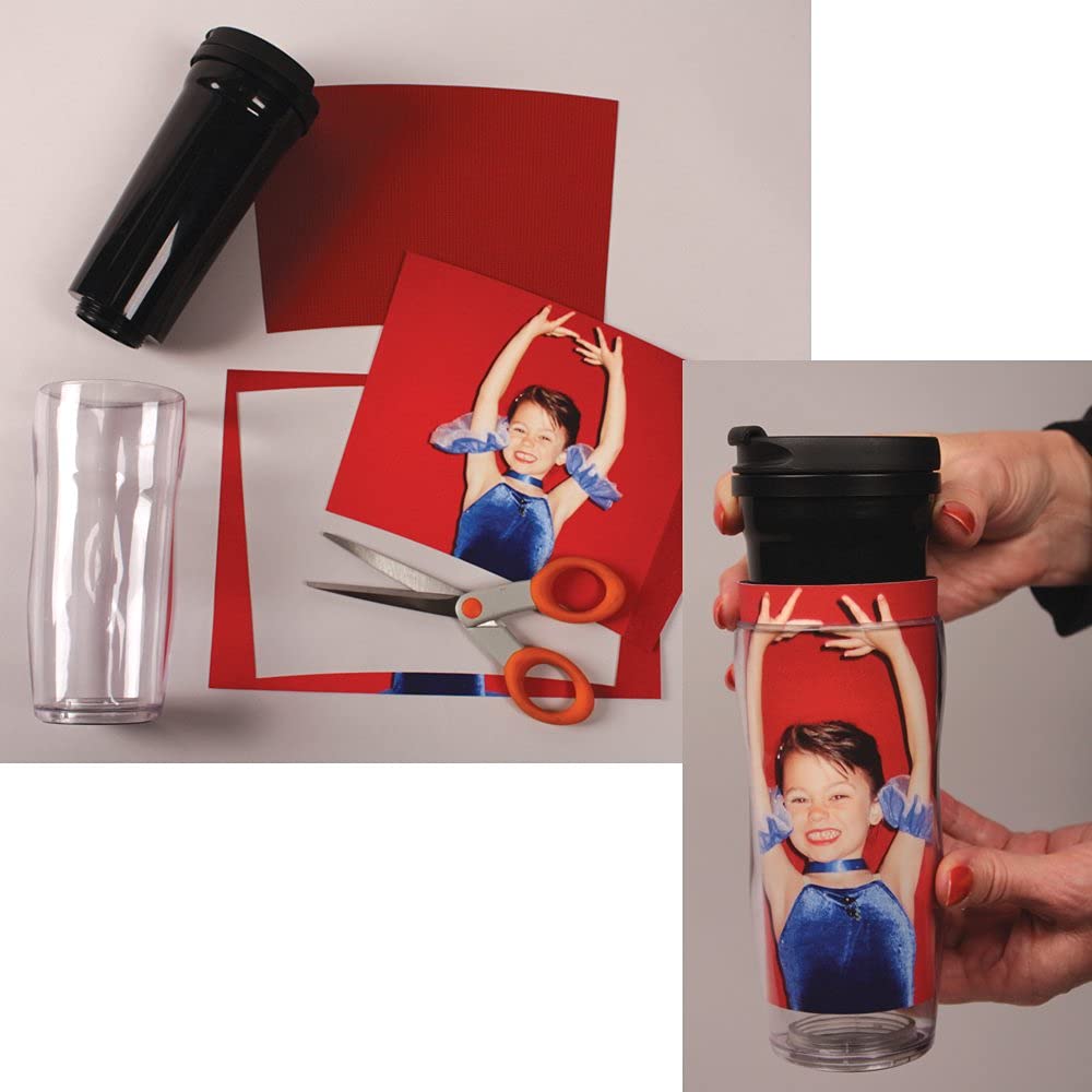Pixmug - 14 Oz Photo Travel Mug With Flip Top - The Mug That'S A Picture Frame - Diy - Insert Your Own Photos Or Create And Prin