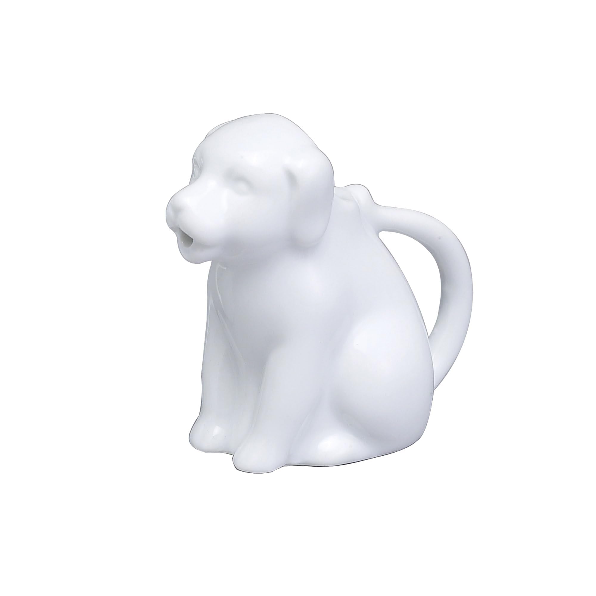 HIC Kitchen Mini Dog Creamer With Handle, Fine Porcelain, 2-Ounce, For Serving Milk, Cream, Syrup, Dressings, And Sauces