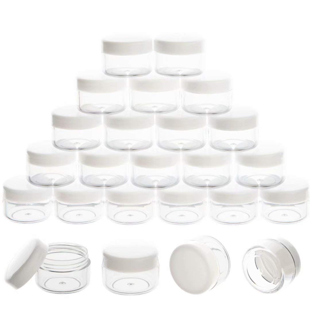 Zejia 5 Gram Sample Containers With Lids, Mini Makeup Containers, Empty Plastic Travel Cosmetic Containers With Labels(50 Count,