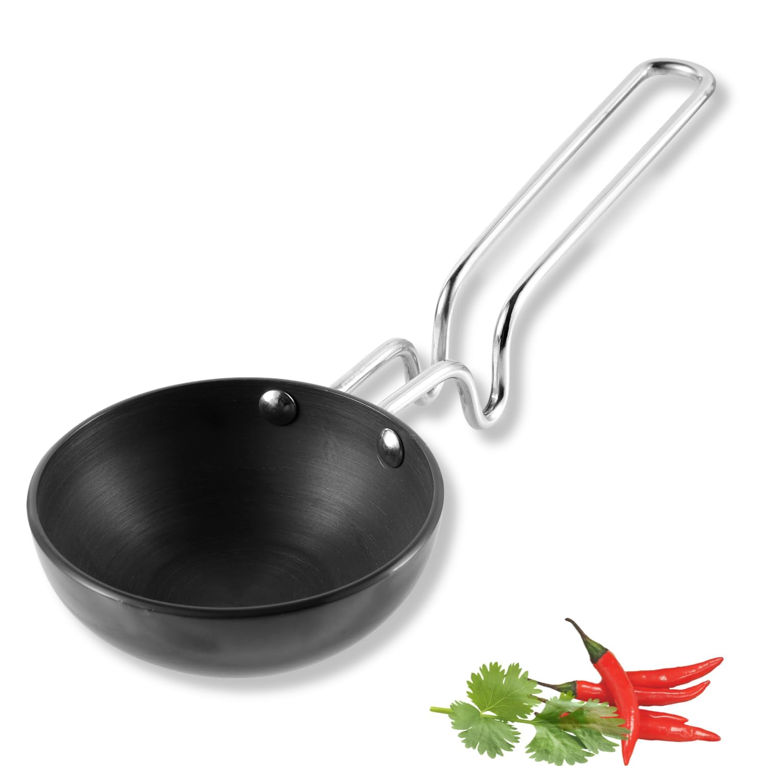 Vinod Black Pearl Hard Anodised Tadka Pan - Jumbo | 3.25Mm Thickness | Natural Stick Resistant | Metal Spoon Friendly | Balance 