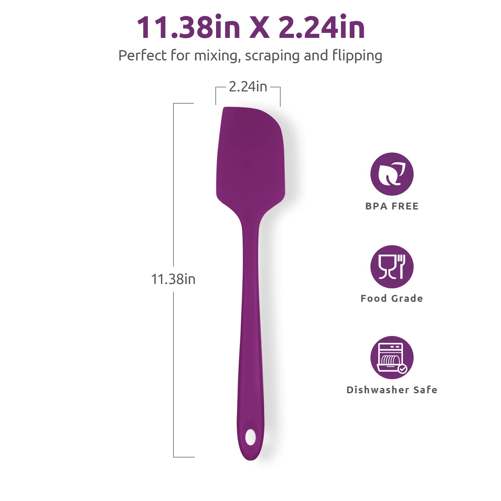 Heat Resistant Silicone Large Spatula: U-Taste 600F High Heat Flexible 11.38In Silicon Mixing Stirring Cooking Scraping Baking B