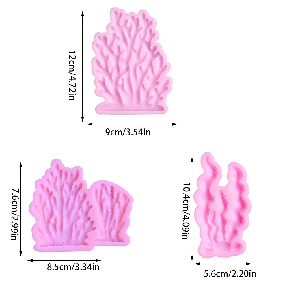 Kuuguu 5 Pcs Coral Seaweed Silicone Mold,Coral Shape Fondant Molds For Chocolate, Chocolates Sea Creatures Candy Sugar Candy, Ca
