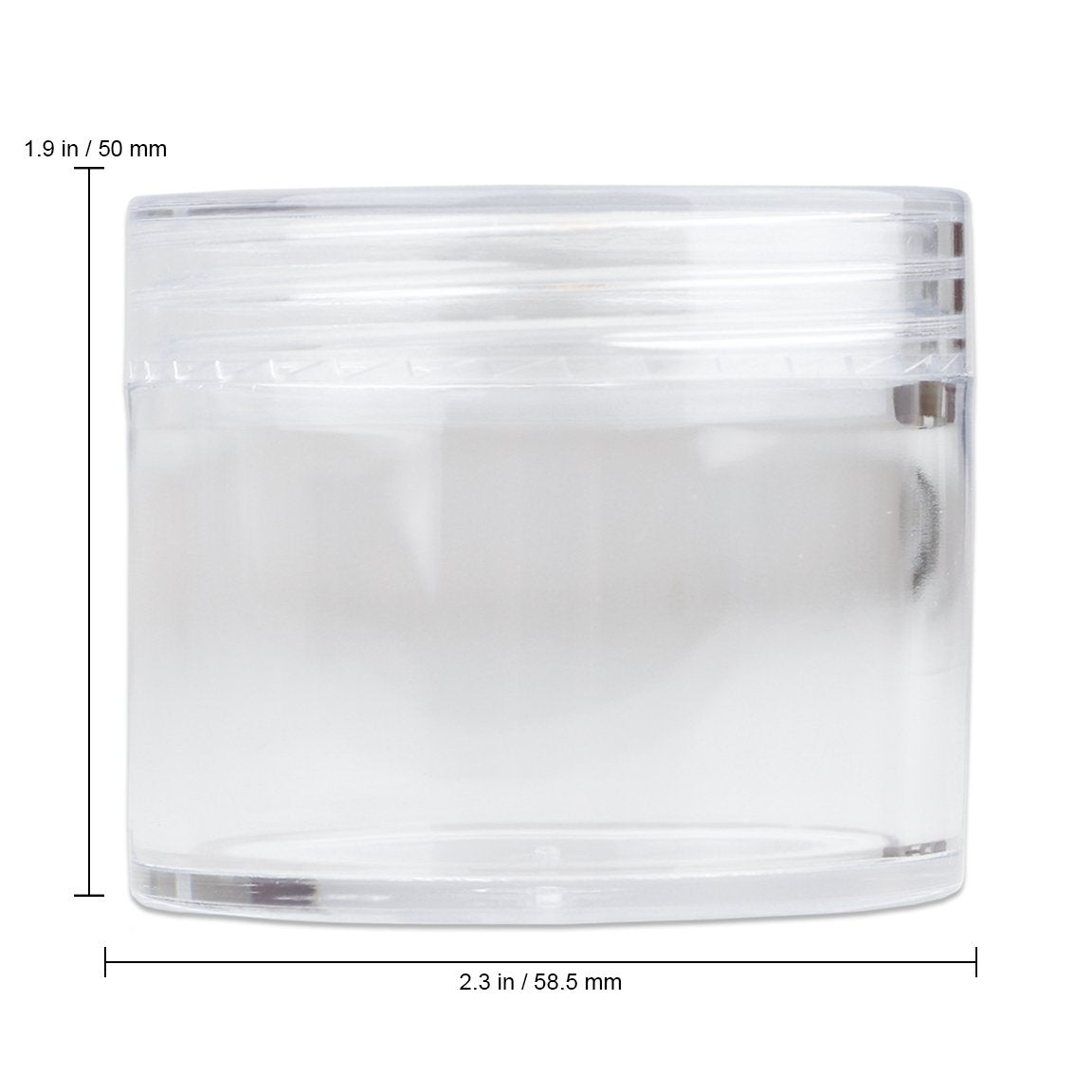 Beauticom 60 Grams/60 Ml (2 Oz) Round Clear Leak Proof Plastic Container Jars With Clear Lids For Travel Storage Makeup Cosmetic
