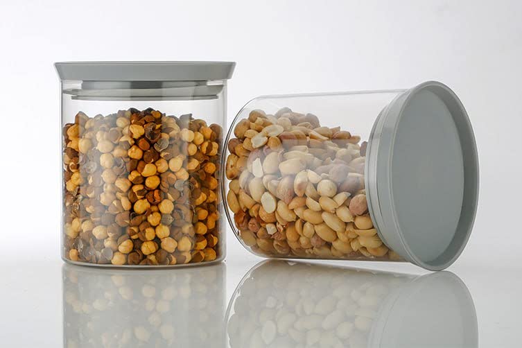 Makekartz.Com Air Tight Plastic Excellent Genius Container Stackable Storage Container Jar For Cereal, Snacks, Nuts, Sugar, Tea,