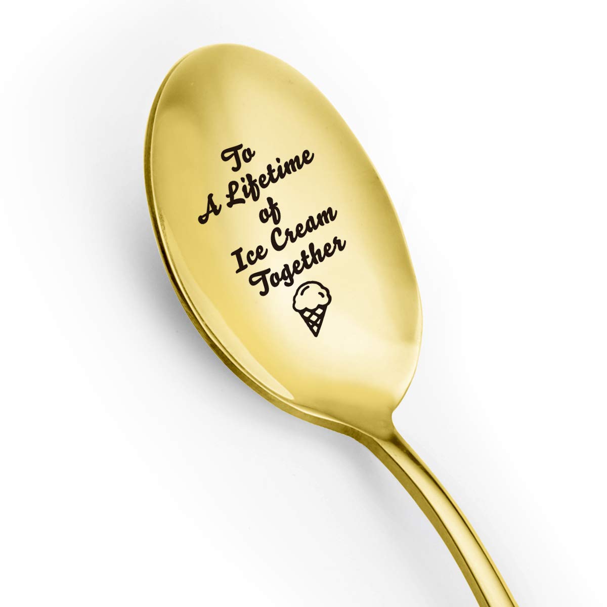 Funny Ice Cream Spoon Engraved - Cute Ice Cream Gold Plating Spoon Stainless Steel - Best Spoon For Girlfriend Wife Dad Husband