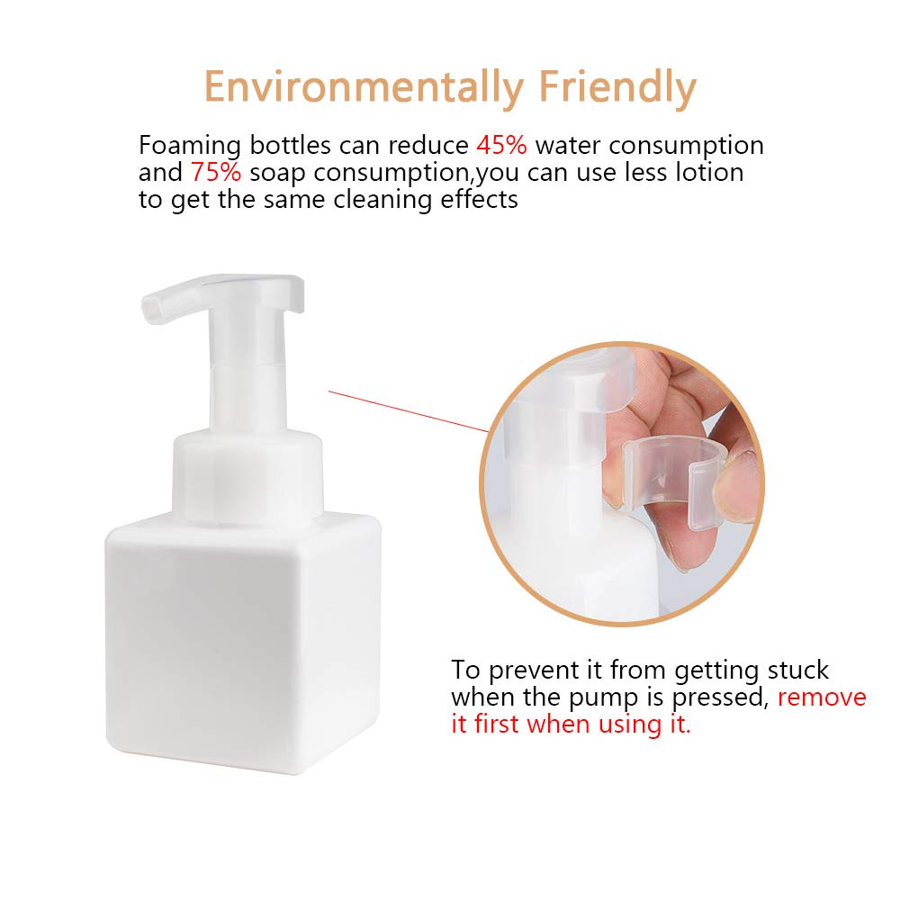 Uujoly Foaming Soap Dispenser, 250Ml (9Oz) Refillable Pump Bottle For Liquid Soap, Shampoo, Body Wash (2 Pcs) (Small White)