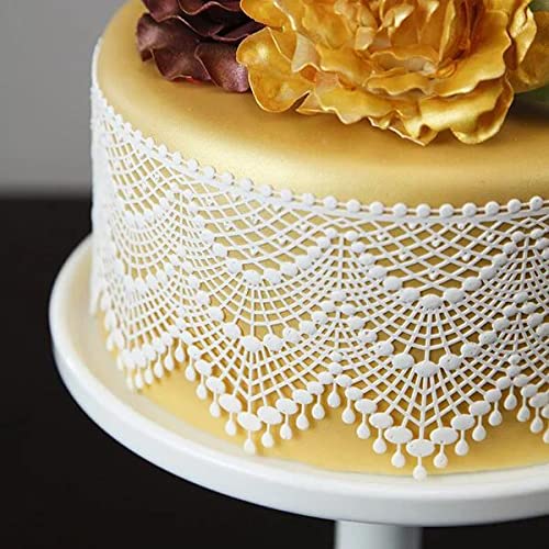 Anyana Sugar Tassel Jewel Pearl Dangle Edible Cake Silicone Fondant Scallop Impression Lace Mat Cake Decorating Mold Gum Paste C