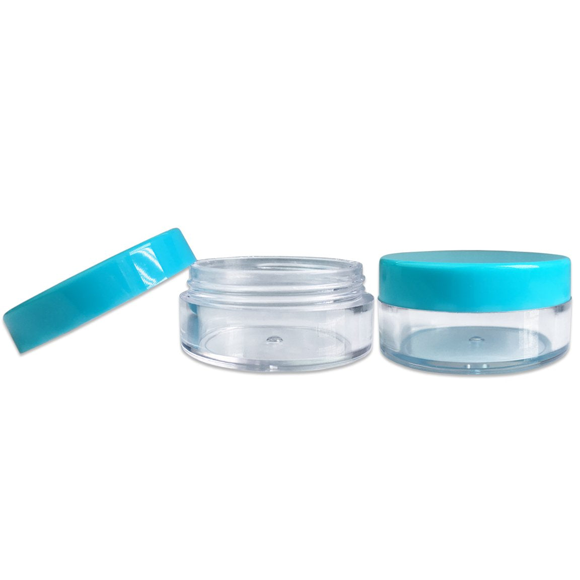 Beauticom (Quantity: 20 Pieces) 10G/10Ml Round Clear Jars With Teal Sky Blue Lids For Small Jewelry, Holding/Mixing Paints, Art