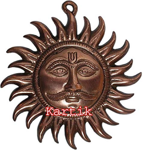 Kartik Metal Handmade Decorative Wall Hanging Sun Idol Face For Home Copper