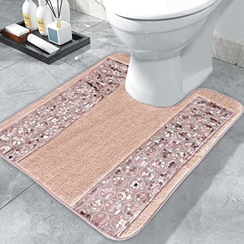 Zahari Home Sinatra Bath Rug Contour Contemporary Decorative Beautiful Design Size 24'' X 21'', Blush