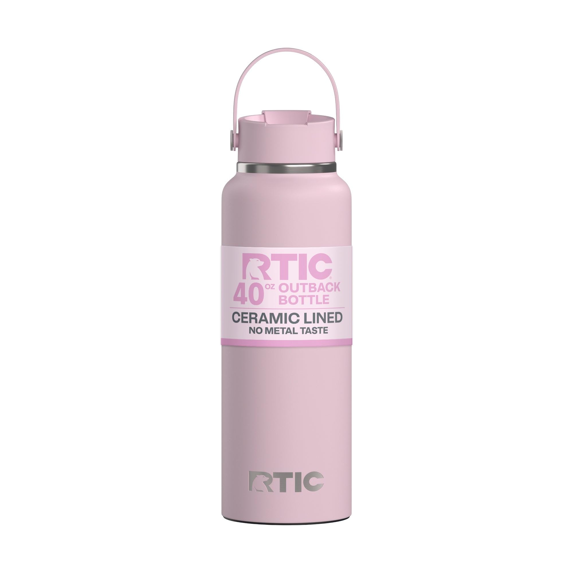 RTIC 40oz Outback Water Bottle, Ceramic Lined, Insulated, Stainless Steel, Double Wall Vacuum-Insulation, Leak-Proof Lid, BPA-Fr