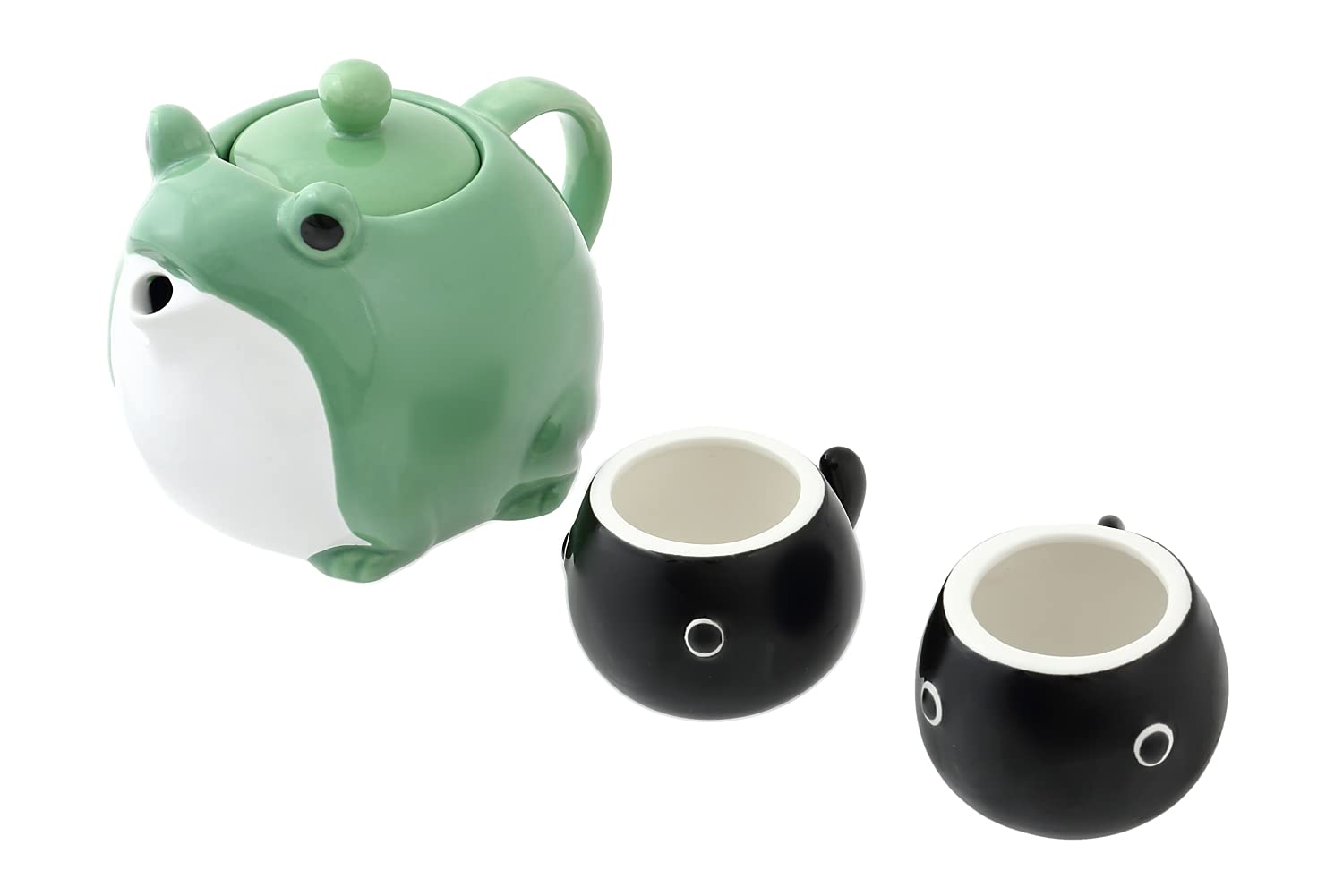 Hakone Yosegi Frog Teapot & Cup Set, Japanese Tea Service With Filter & Gift Box (30 Oz Teapot, 2 5 Oz Cups)