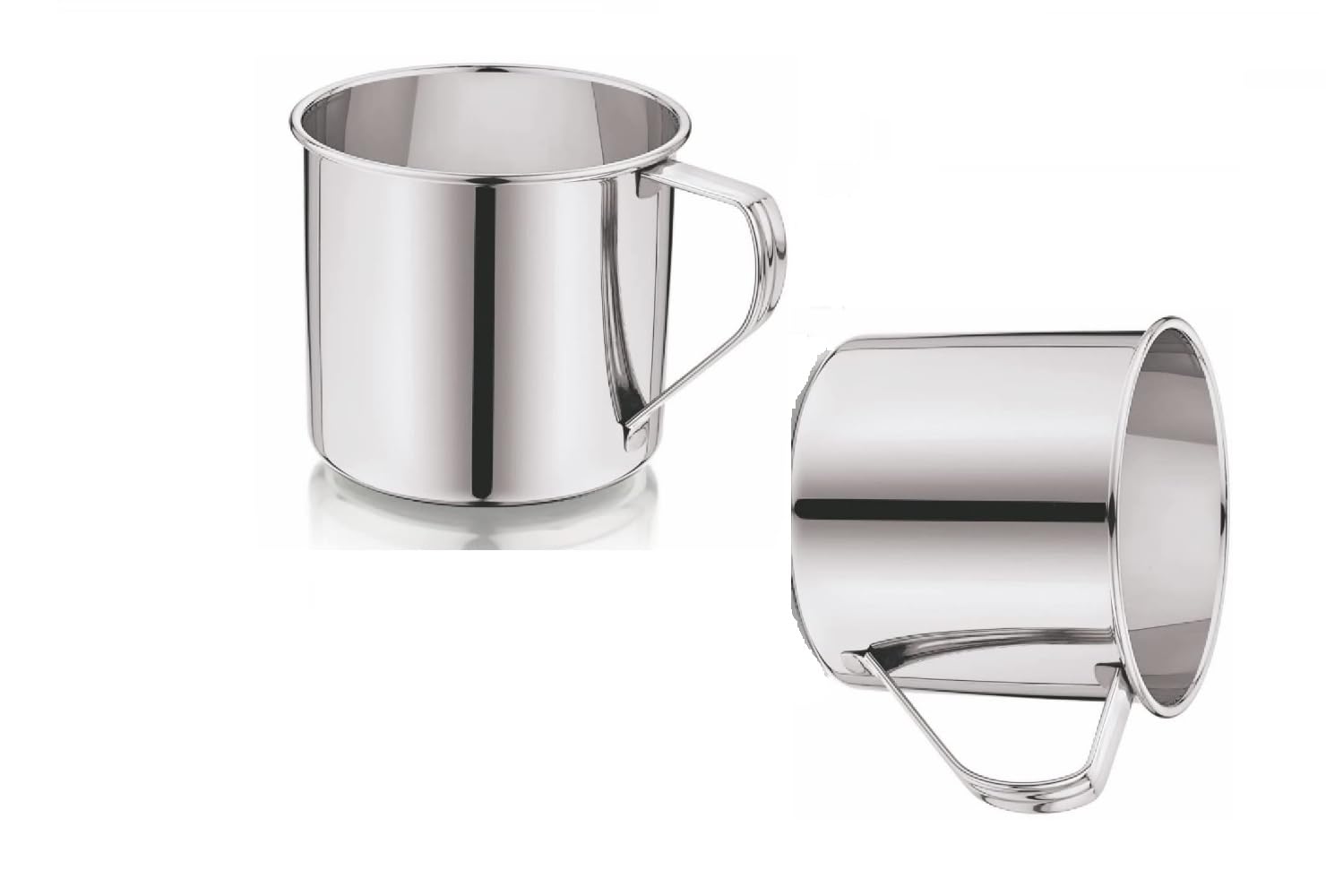 Dynore Stainless Steel Multipurpose Usage Mug/Tea/Coffee Serving Mug 450 ml Silver Set of 2