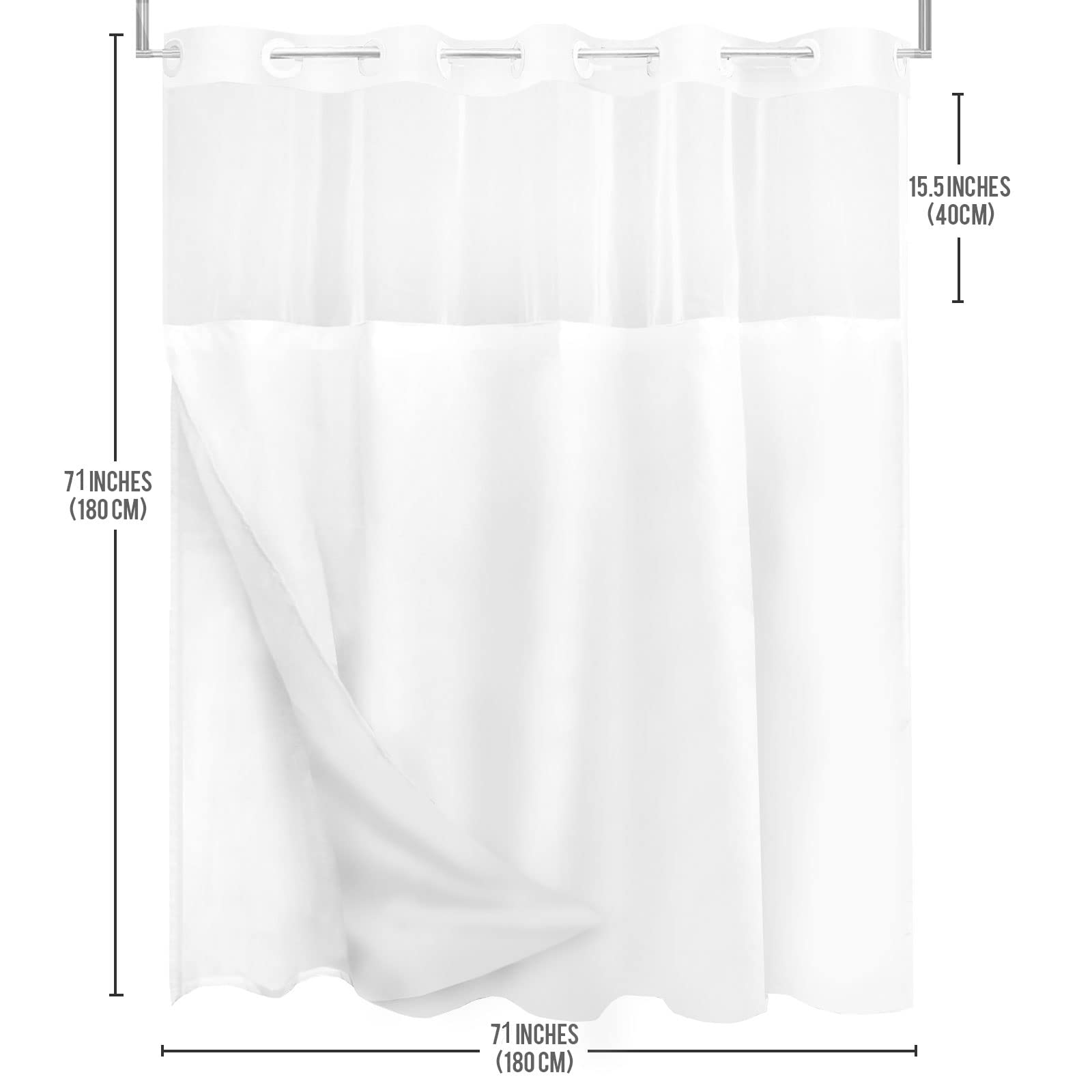 Tititex No Hooks Snap In Liner Rosybrown Eucalyptus Leaves Shower Curtain Sets, Hotel Luxury Double Layers Waterproof Fabric & S