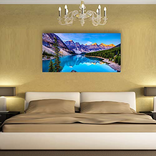 Wall Art Lake Mountain Landscape Picture Print Canvas Wall Art Modern Artwork for Home Decor Stretched And Ready To Hang 2.5cm Thick Waterproof Artwork