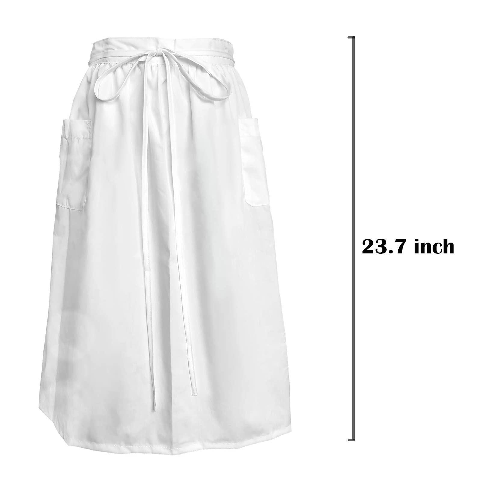 Cityelf Vintage Adjustable Ruffle White Apron Maid Costume Victorian Style 50S Dress Apron With Long Ties And Pockets