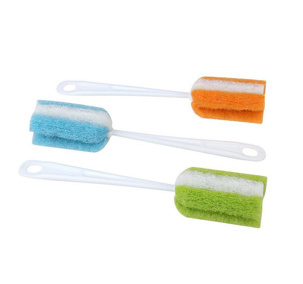 Upstore 3Pcs Soft Hanging Sponge Cleaning Brush Cleaner With Long Handle Cup Feeding Bottle Scrubber Washing Brushes For Coffee