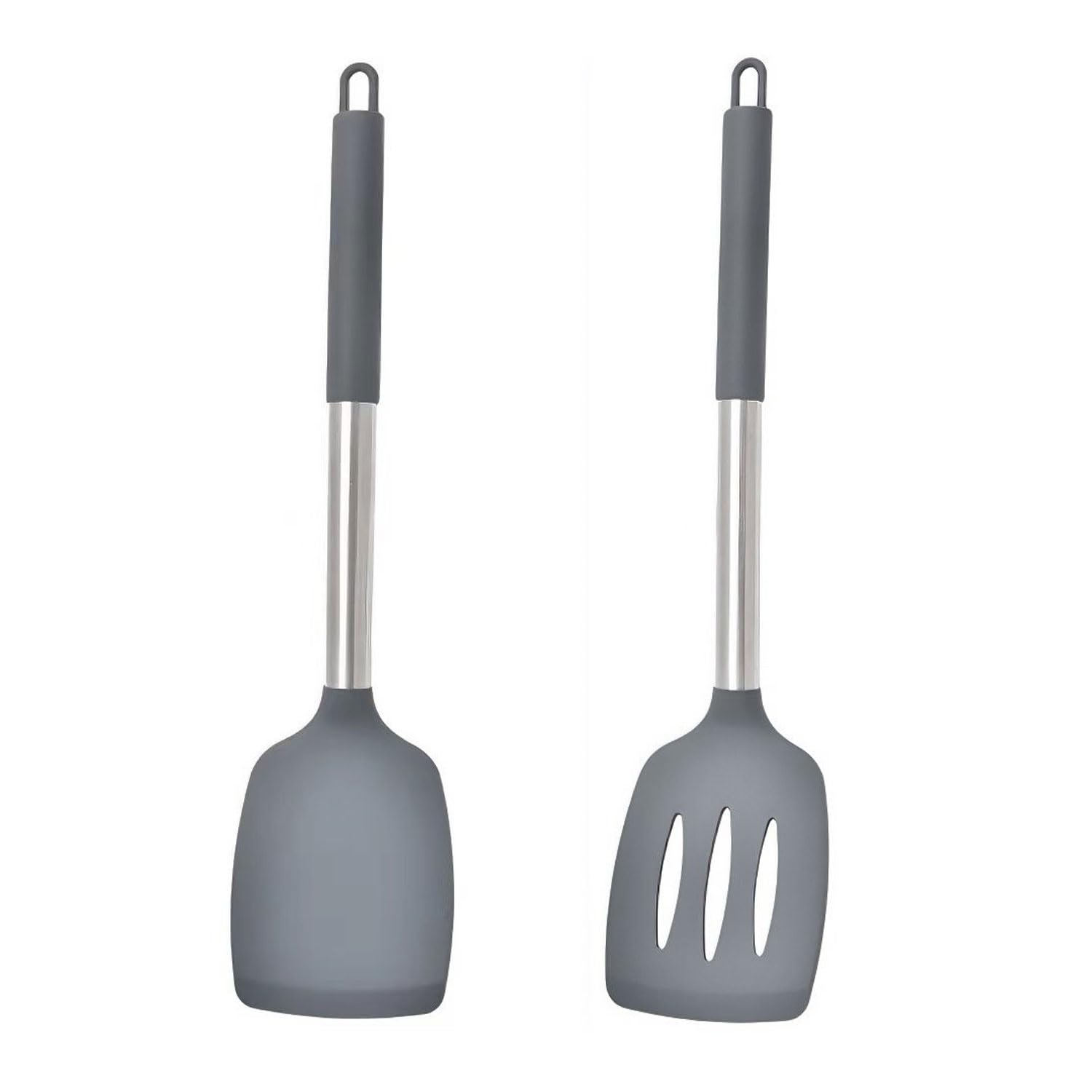 Nyza Pack Of 2 Silicone Solid Turner,Non Stick Slotted Kitchen Spatulas,High Heat Resistant Bpa Free Cooking Utensils,Ideal Cook