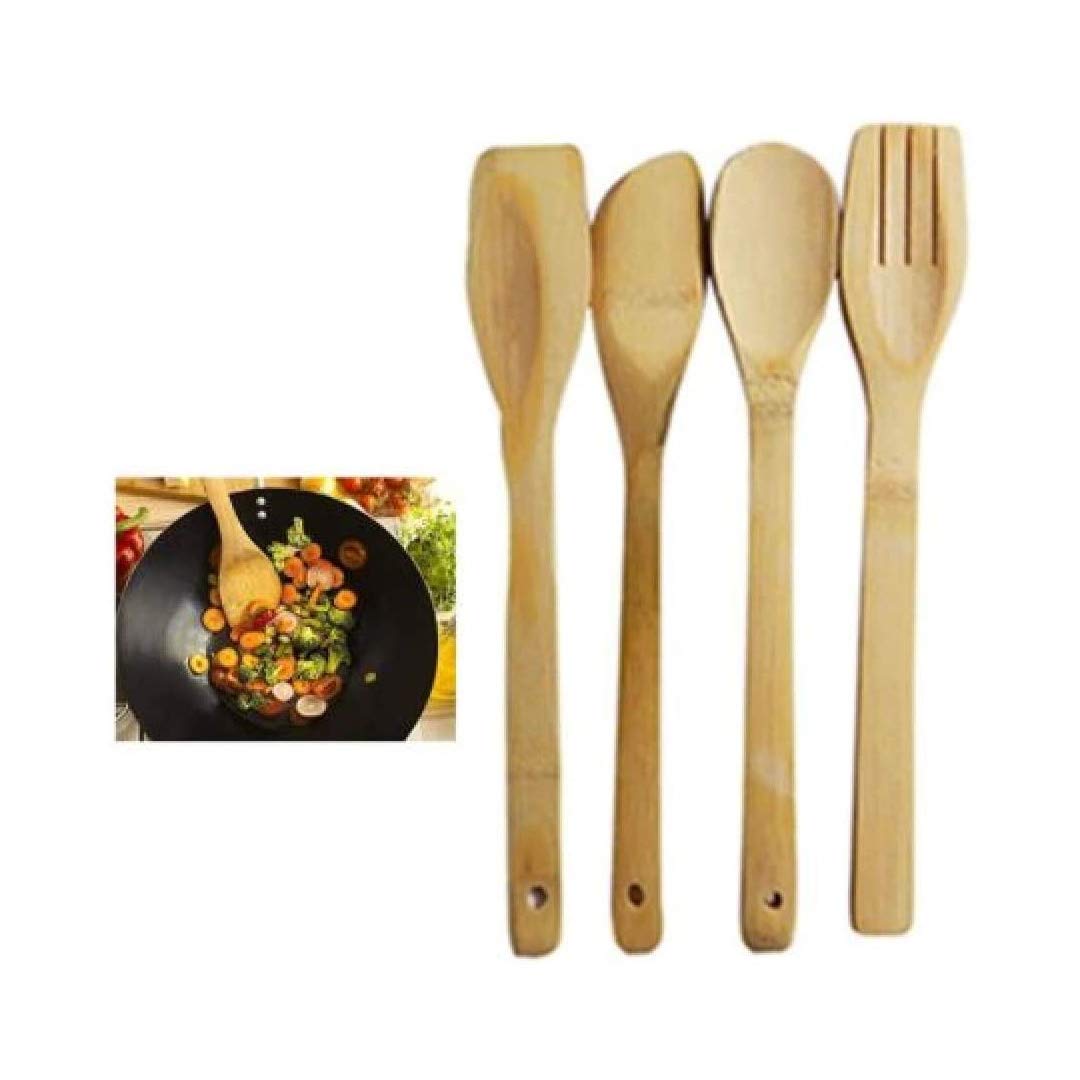 4 Piece Bamboo Kitchen Utensils Set