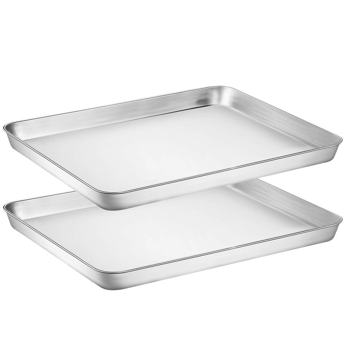 Wildone Baking Sheet Set Of 2 - Stainless Steel Cookie Sheet Baking Pan, Size 18 X 13 X 1 Inch, Non Toxic & Heavy Duty & Mirror