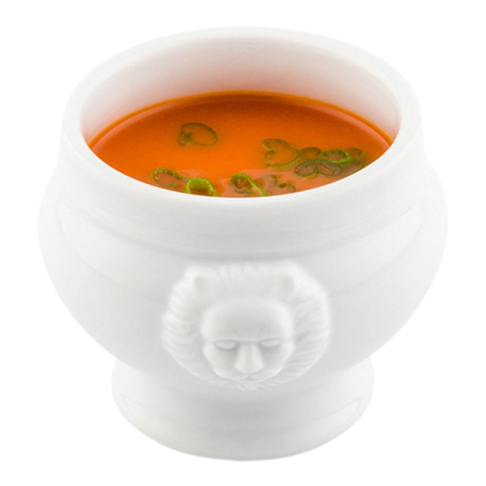 Restaurantware 6 Ounce Porcelain Bowls 10 Lion Head Design Porcelain Small Bowls - Microwave-Safe Oven-Safe White Porcelain Whit