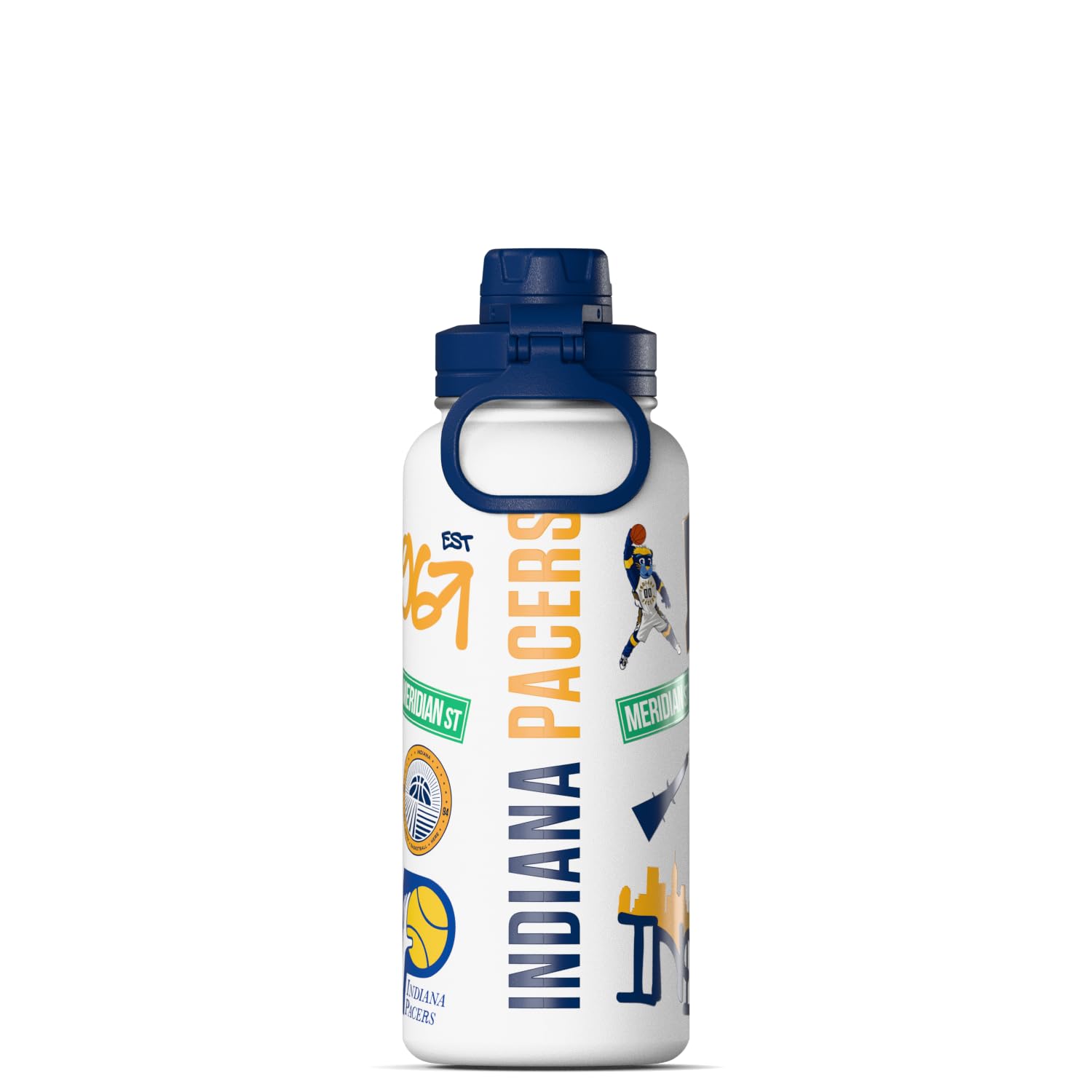 Hydrapeak x NBA Officially Licensed Indiana Pacers 32 oz Active Water Bottle with Chug Lid Reusable Stainless Steel Double Wall