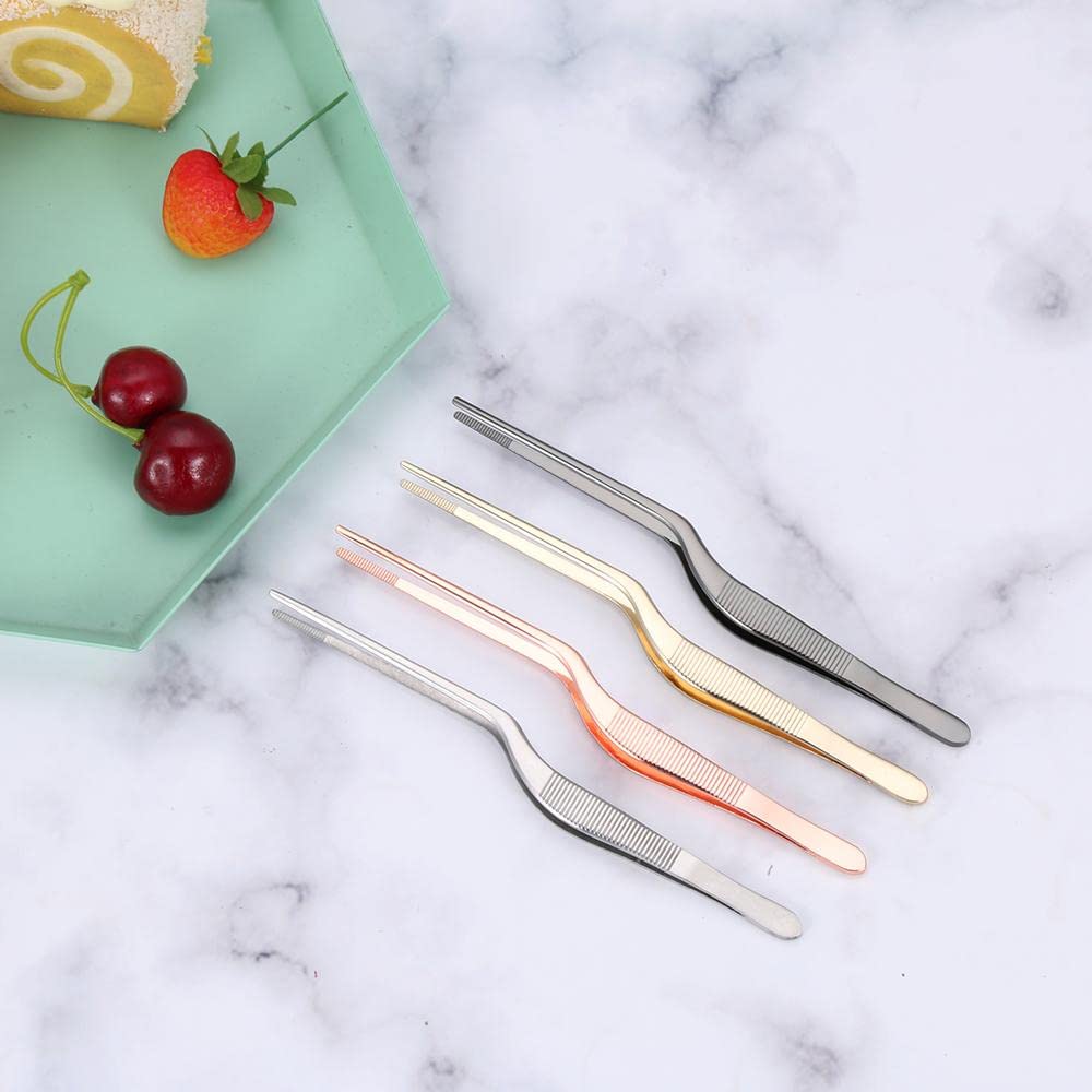 Gofidin 4 Pcs 5.5Inch Food Tweezers Bbq Clip Kitchen Tool For Cooking Serving Presentation Chef Stainless Steel