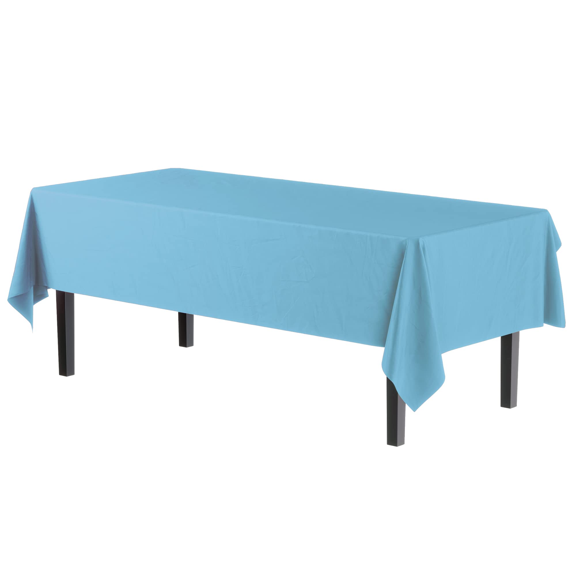 Exquisite 6-Pack Premium Plastic Tablecloth 54In. X 108In. Rectangle Plastic Table Cover - Sky Blue