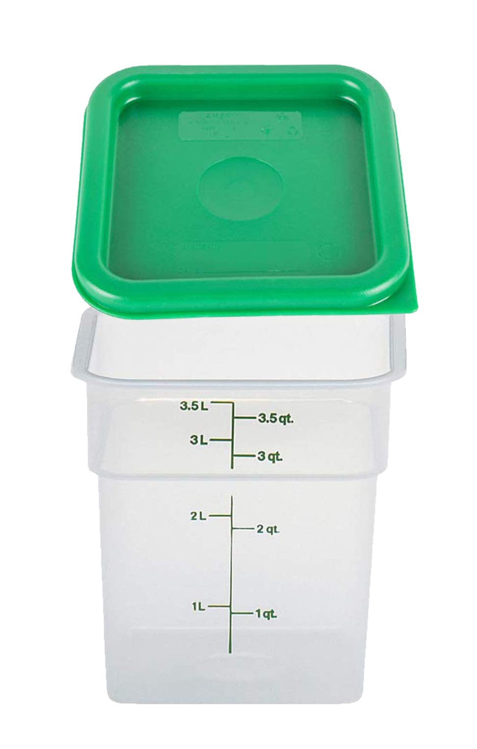 Cambro 4Sfspp190 4 Qt. Translucent Container With Sfc2452 Kelly Green Lid, 4Quart
