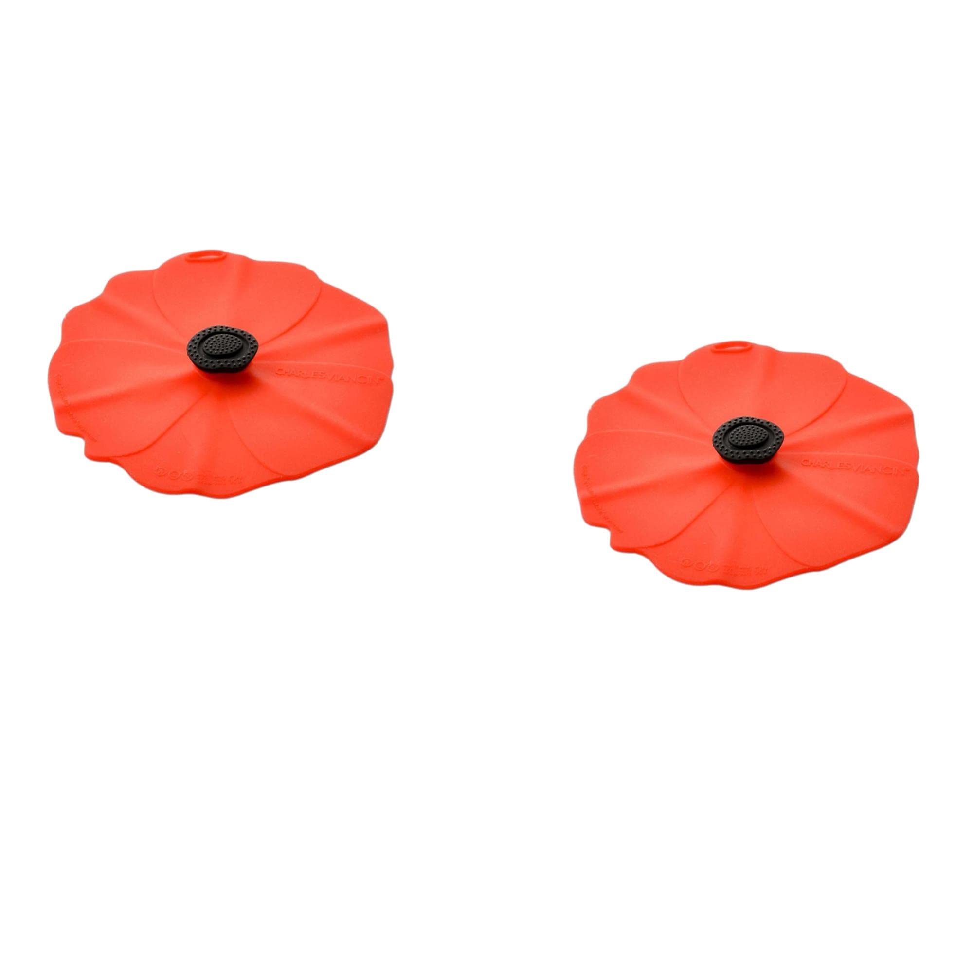 Charles Viancin - Set Of 2 Poppy 4    Silicone Drink Covers - Airtight Seal On Any Smooth-Rimmed Glass, Keep Drinks Cool Or Hot,