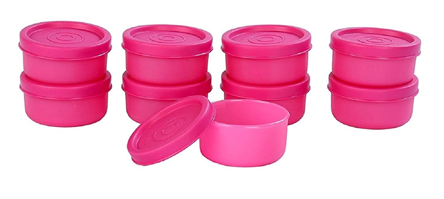 Signora Ware Nano Round Small Plastic Container Set, 40Ml, Set Of 9, Pink