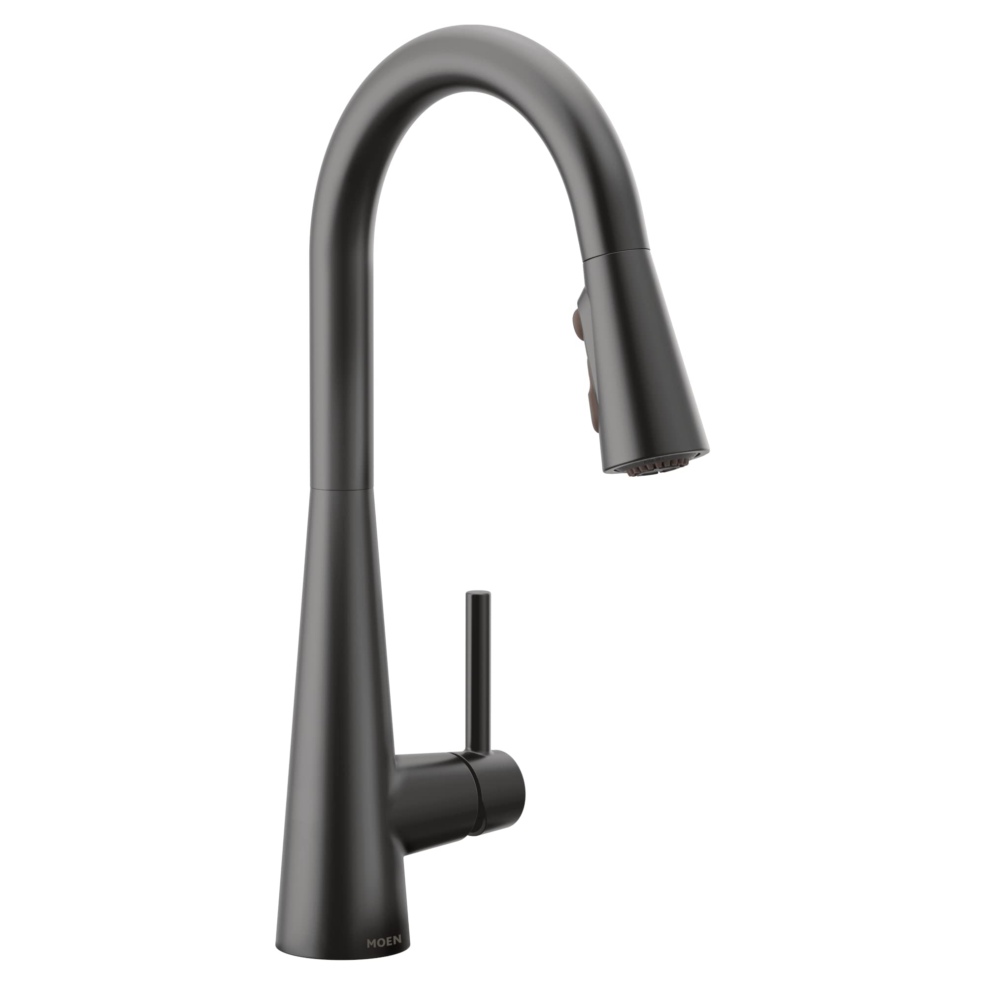 Moen Sleek Matte Black One Handle, Single-Hole Pulldown Kitchen Faucet With Powerboost Technology For Faster Water Flow, Modern
