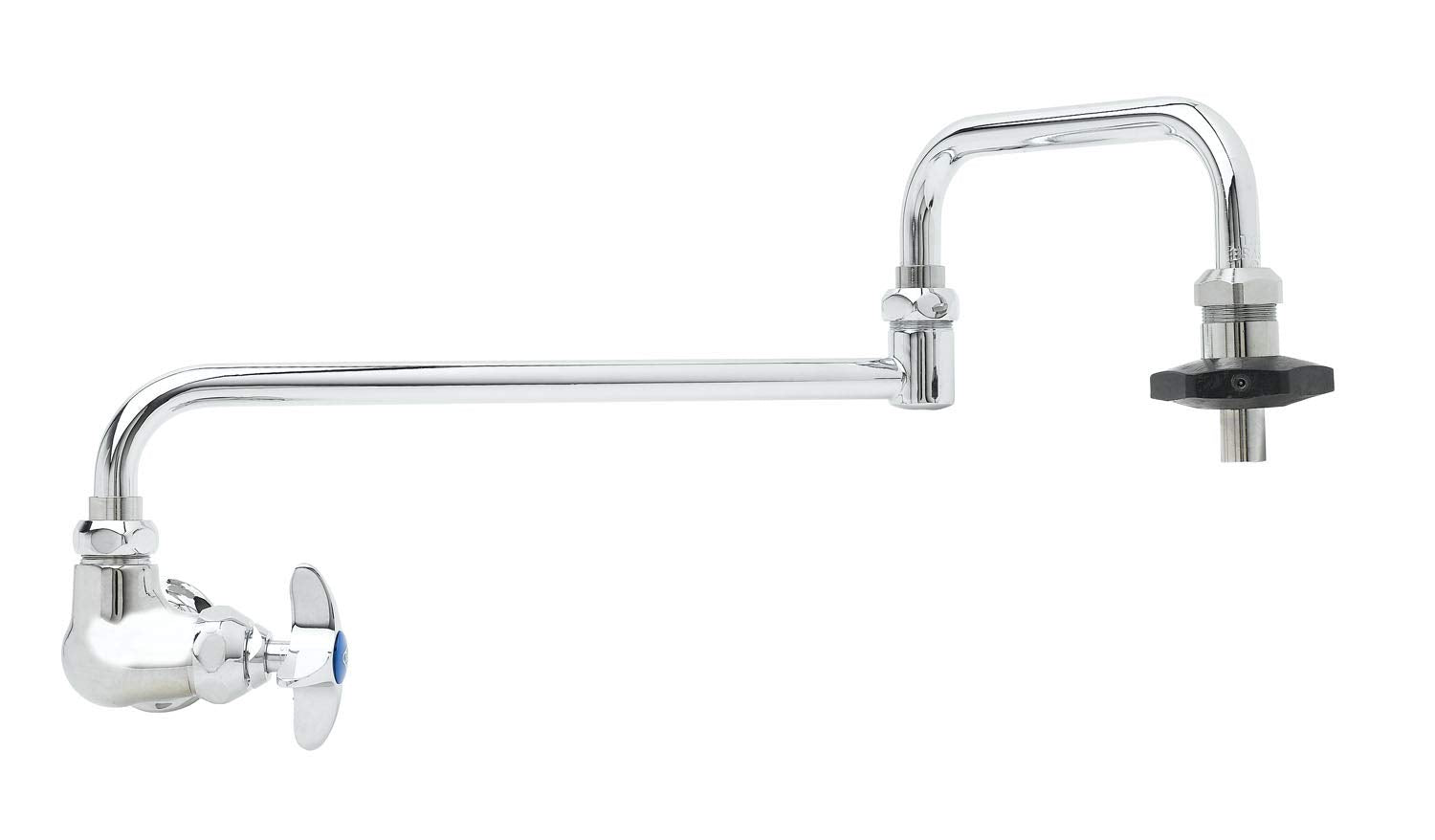 T&S Brass B-0592 Wall Mount Single Control Insulated On-Off Control Pot Filler With 18-Inch Double Joint Nozzle, Chrome,Silver