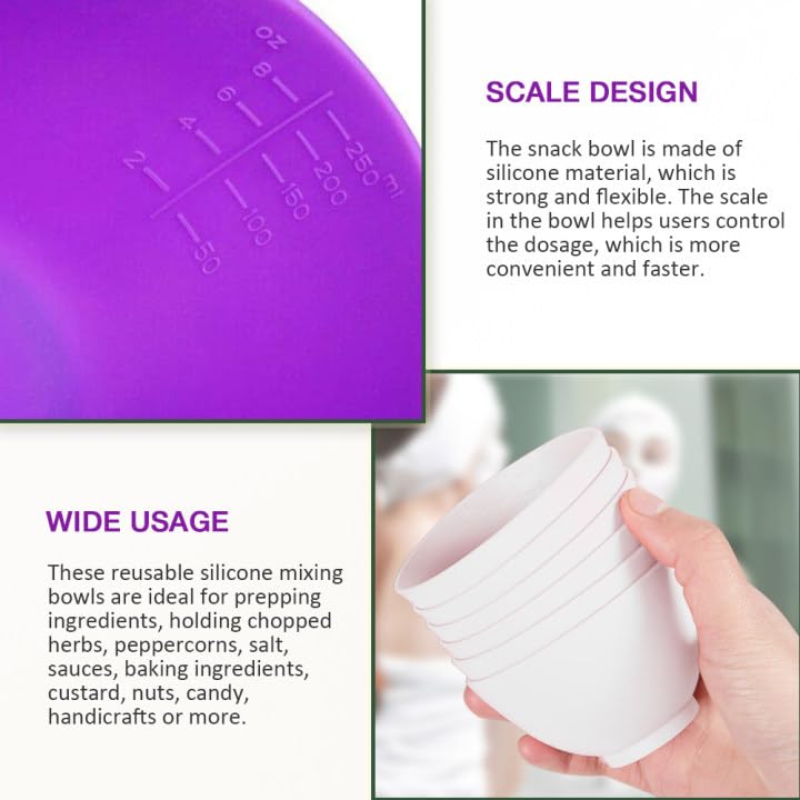 Goalfly 12 Pcs Silicone Mixing Bowls Set, Size 0.14, 0.27, 0.49 Qt, Flexible Silicone Bowls For Kitchen, Silicone Bowls For Melt