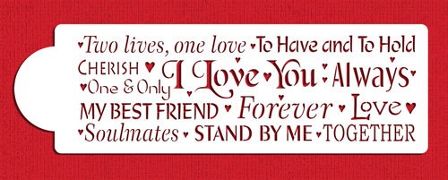 Words Of Love Cake Stencil Side By Designer Stencils