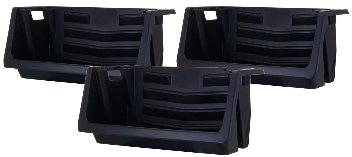 Mighty Tuff Heavy Duty Nesting Stack Bins, Pack Of 3, Extra-Large Handles, Wide Front Opening, Interlocking, Stack Vertically, H