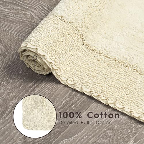Laura Ashley Ruffle Border 100% Cotton Bath Rug, Yellow, 17''X 24''