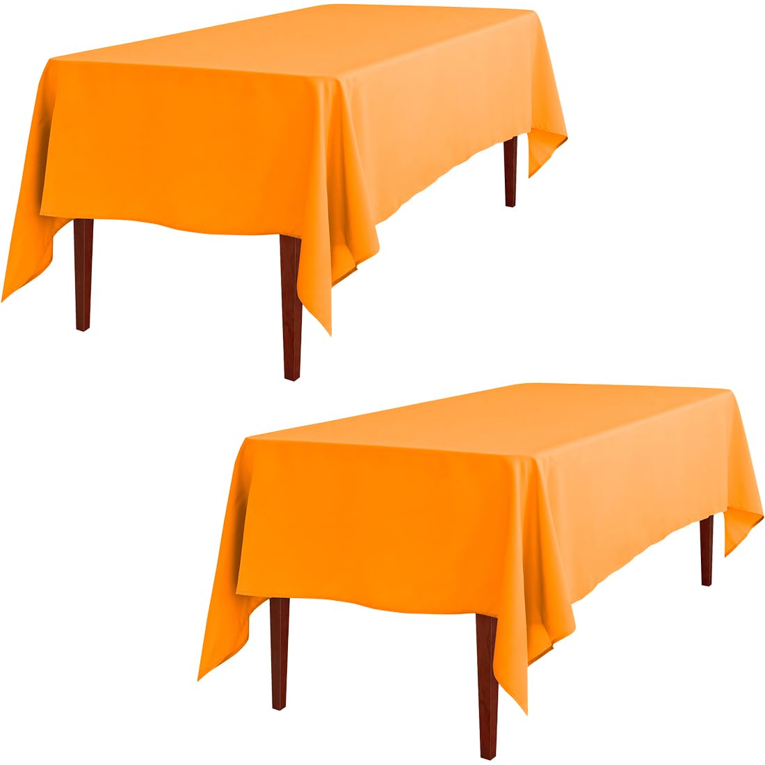 Ltc Linens 2 Pack Orange Rectangular Tablecloths 70 X 120 Inches For 6 Or 8 Feet Rectangle Banquet Tables With Half-Drop - Stain