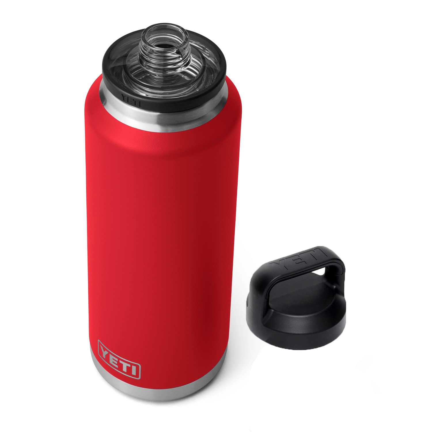 YETI Rambler 46 oz Bottle, Leakproof, Vacuum Insulated, Stainless Steel with Chug Cap, Rescue Red