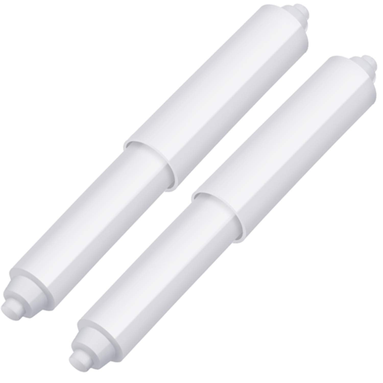2 Pieces Toilet Paper Holder Roller Spindle Replacement Rod Plastic Spring Loaded (White)