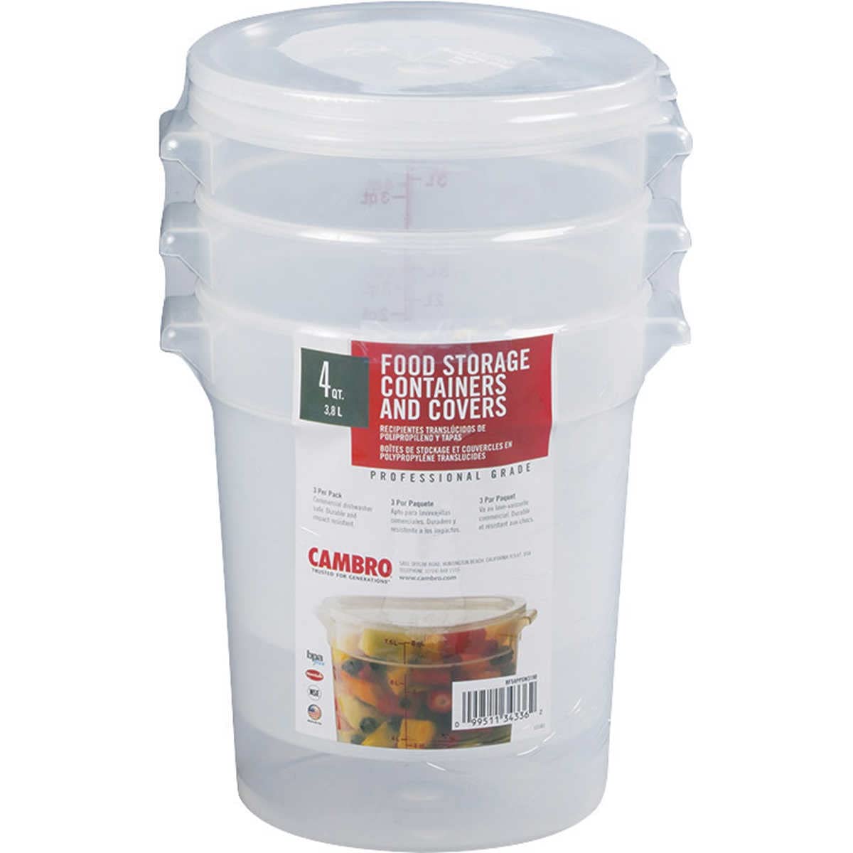 Cambro Rfs4Ppsw3190 Translucent Round 4 Qt. Container 3-Pack-Rfs4Ppsw3190