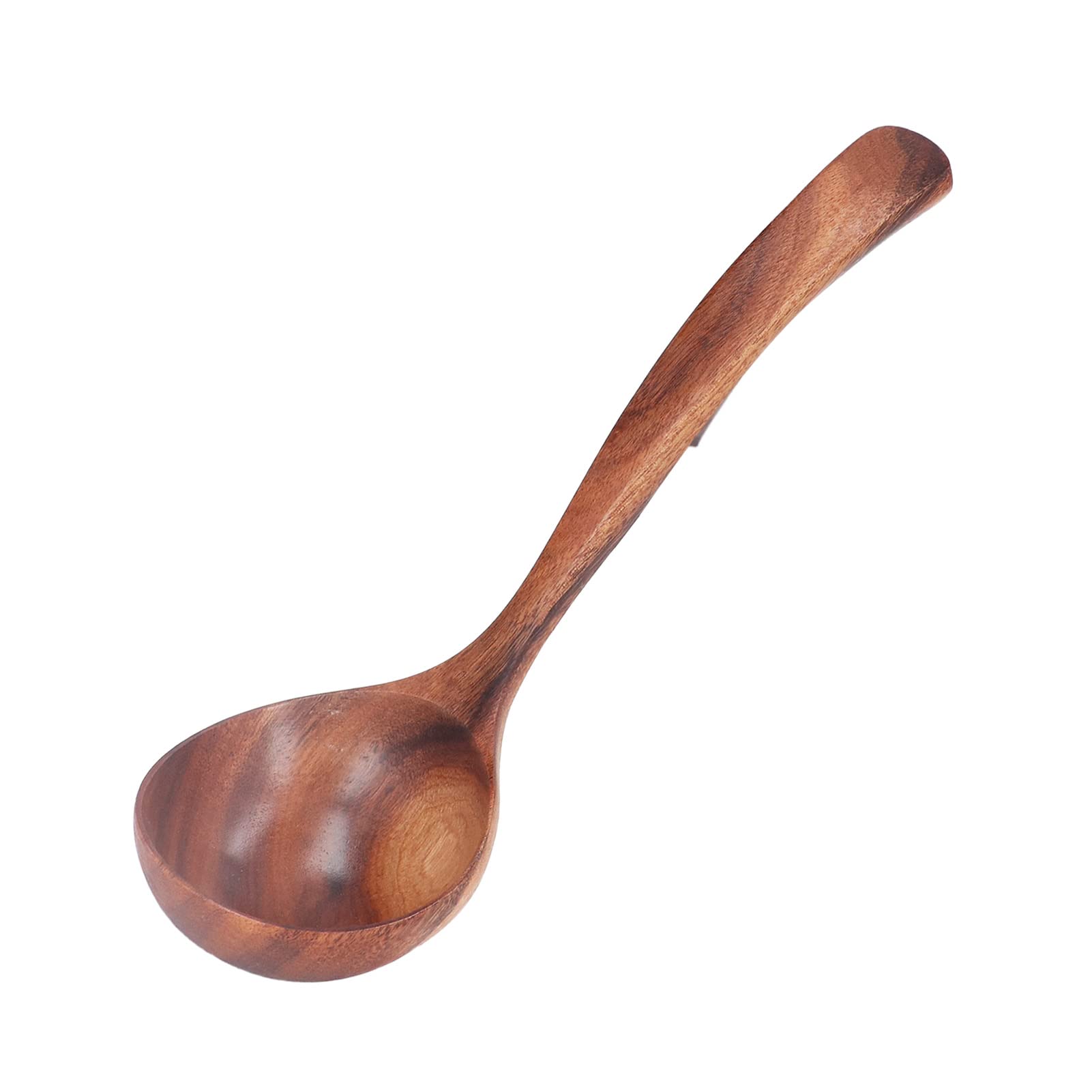 HAOHIZE Wooden Ladle Spoon, Handmade Wood Soup Spoon with Long Handle, Wooden Scoop Deep Teak Ladle for Cooking Kitchen Dinnerwa